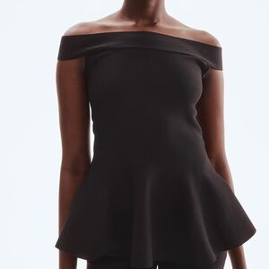 Off-Shoulder Black Peplum Top